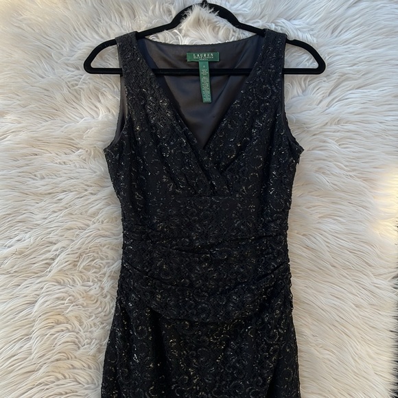 Lauren Ralph Lauren Haddon Hall Black Lace Sleeveless Evening Cocktail Dress - Picture 4 of 13